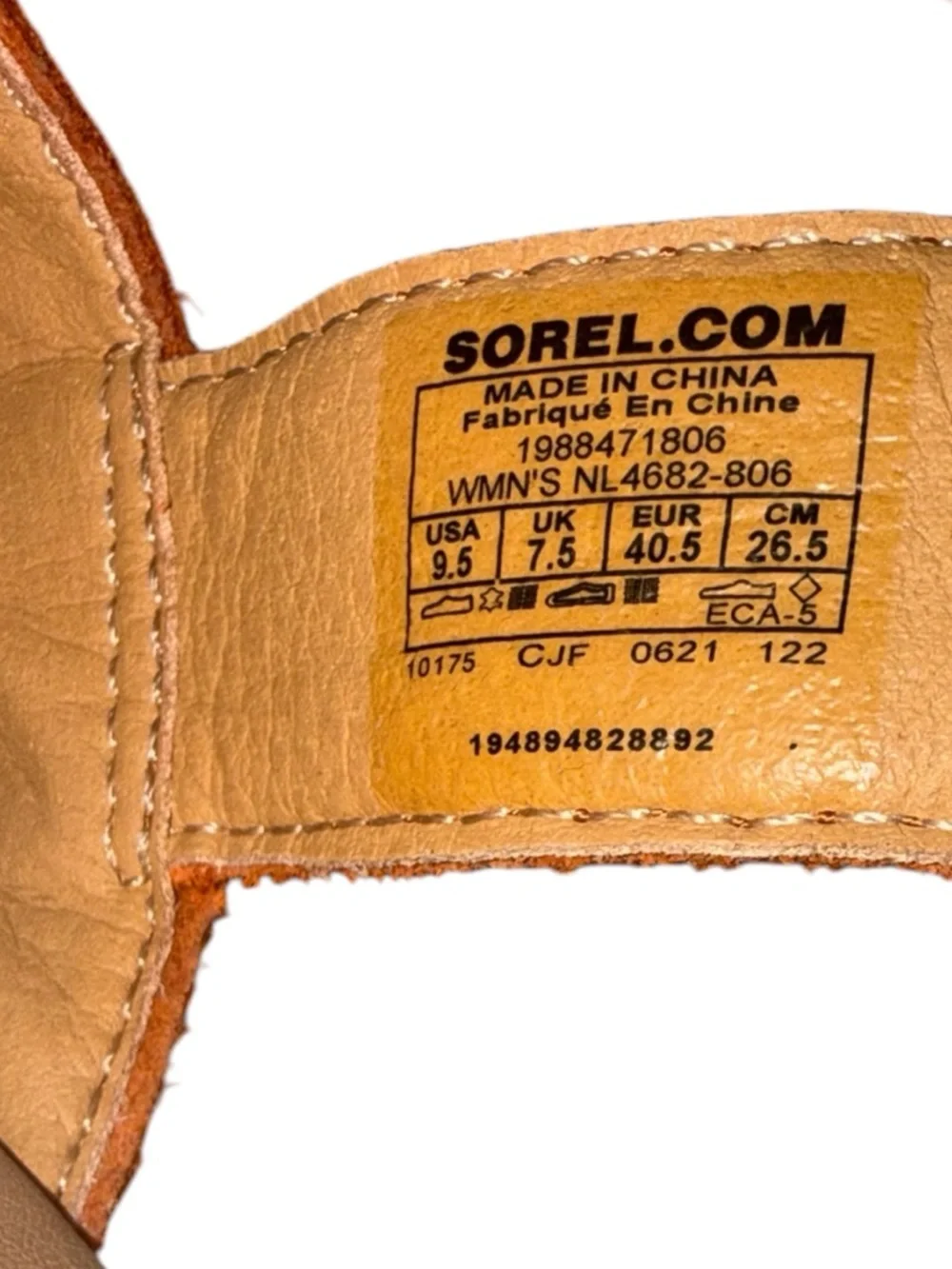 SOREL Joanie III Burnt Orange Suede Wedge Slingback Sandals Size 9.5